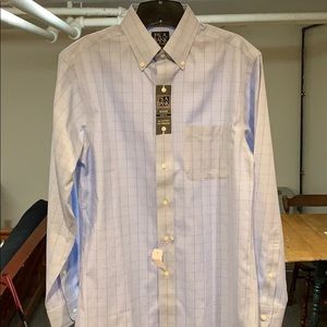 Jos A Bank Light Blue Glen Plaid Dress Shirt